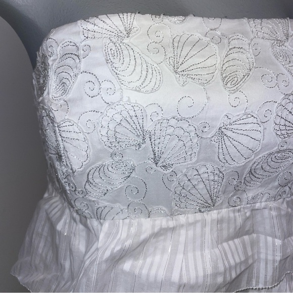 Lilly Pulitzer Arden dress embroidered strapless mini ruffled white cotton 8 - Picture 2 of 11